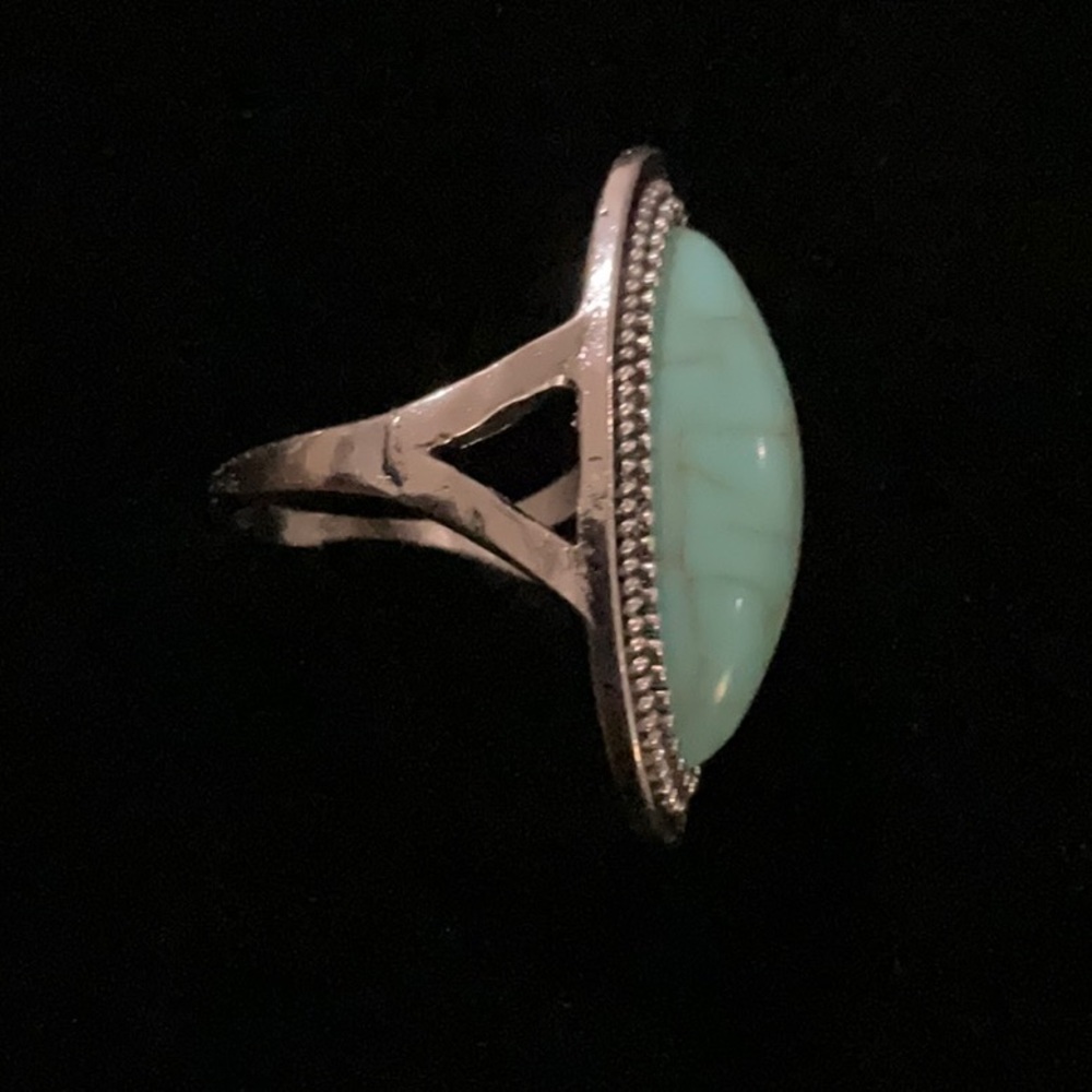 Silver Turquoise Ring Size 8.5 - Picture 3 of 8